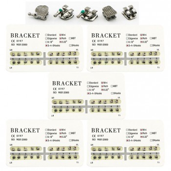 100Pcs/5 Packs Dental Orthodontic Metal Bracket Braces Mini Roth 0.022 345 Hooks