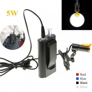 Dental 5W LED Headlight Clip-on Type with Filter + Belt Clip for Glasses Black