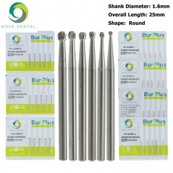 10Pcs FG Surgical Length 1 2 4 5 6 8 Burs Dental Friction Grip Round Head Carbide Burs