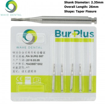 10Pcs RA Surgical Length 557 Burs Dental Latch-type Taper Fissure Carbide Burs