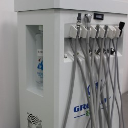 GREELOY Dental Delivery Unit Mobile Cart Self-contained Air Compressor+ Scaler+ LED Curing Light