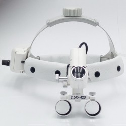 Dental Surgical Medical 2.5X420mm Headband Loupe with LED Headlight DY-105 White