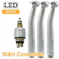 YUSENDENT® CX207-GW-PQ Fiber Optic Turbine Handpiece W&H Compatible (With Coupler x1+ Turbine x3)