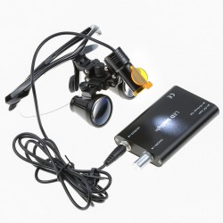 Dental 3.5X Binocular Loupes + 5W LED Head Light w/ Filter + Aluminum Box Black