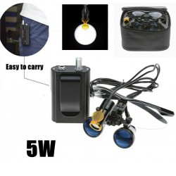 Dental 5W LED Head Light w/ Filter & Belt Clip + 3.5X Binocular Loupes Black