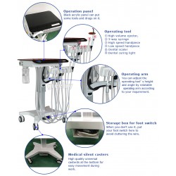 Greeloy GU-P302S Dental Movable Adjusted Treatment Unit Cart+Ultrasonic Scaler + Air Comprssor GU-P300