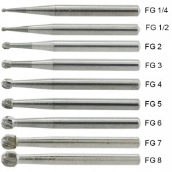 10Pcs FG 1/4 1/2 1 2 3 4 5 6 7 8# Round Head Dental Friction Grip Shank Carbide Burs