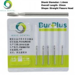 10Pcs FG Surgical Length 60 Burs Dental Friction Grip Straight Fissure Head (cylindrical) Carbide Burs