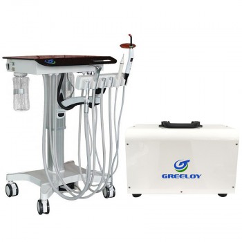 Greeloy GU-P302S Dental Movable Adjusted Treatment Unit Cart+Ultrasonic Scaler + Air Comprssor GU-P300