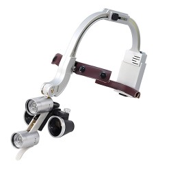 2.5X/3.5X Headband Dental Binocular Loupes with 5W LED Head Light Headlamp