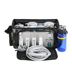 BD-401 Portable Dental Unit Backpack Bag with Compressor + 3-Way Syringe + Suction Unit+ Tube 4H