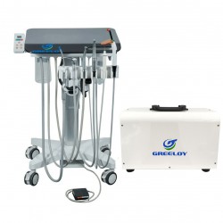 Greeloy GU-P302S Mobile Dental Cart Unit System with Air Compressor + Electric Motor + Scaler Handpiece