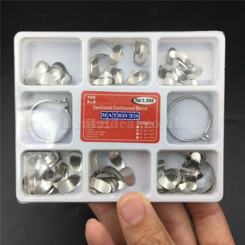 100 Pcs Dental Matrix Sectional Contoured Metal Matrices No.1.398lmws 35 Um Hard