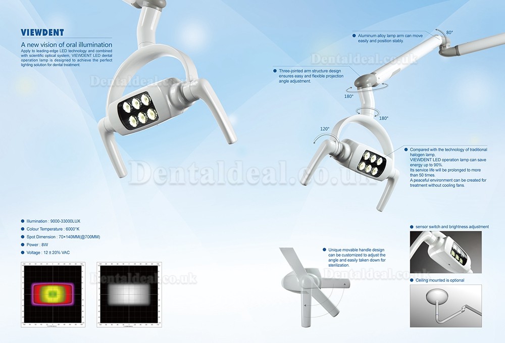 Ceiling-mounted Dental Oral Light Lamp Operating Lamp 6 LED Lens With Arm