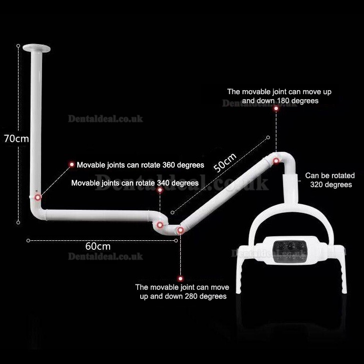 Ceiling-mounted Dental Light Oral LED Operating Lamp Exam Surgical Shadowless 6 LED Lens With Arm