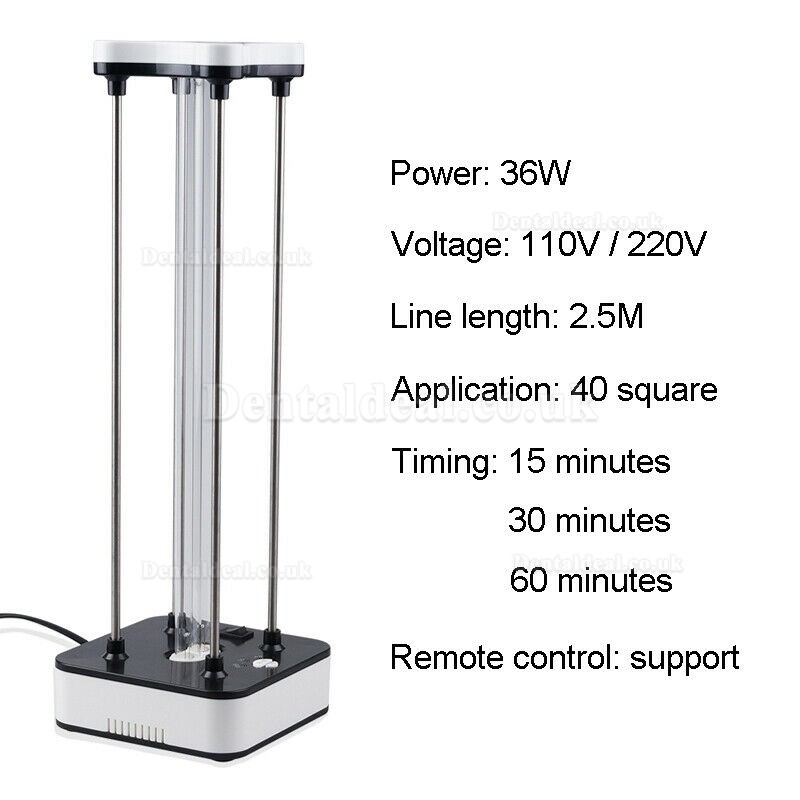 36W UV Sterilizer Timer Remote Control Ultraviolet Light Ozone UVC Ozone Disinfection Lamps