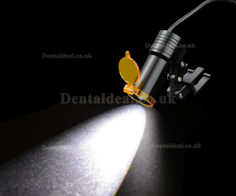 Dental 5W LED Head Light w/ Filter & Belt Clip + 3.5X Binocular Loupes Black