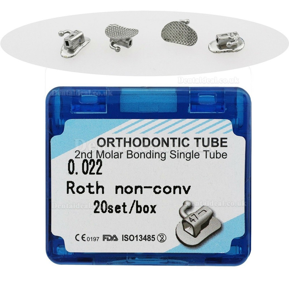 20 Set Orthodontic Bondable Buccal Tubes Roth 022 2nd Molar Non-Convertible