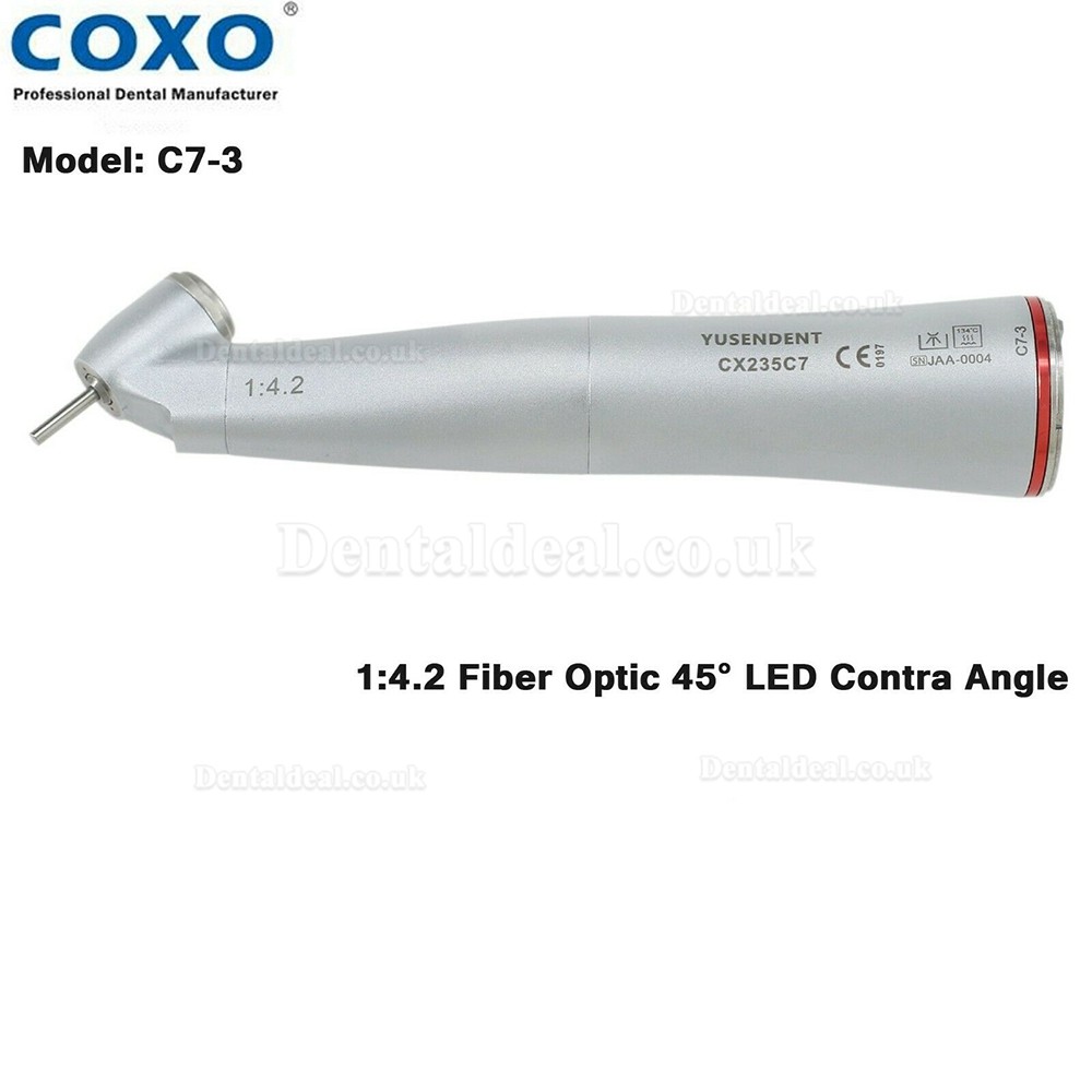 YUSENDENT COXO Dental Electric LED Micro Motor 1: 4.2 Fiber Optic 45°Contra Angle C7-3