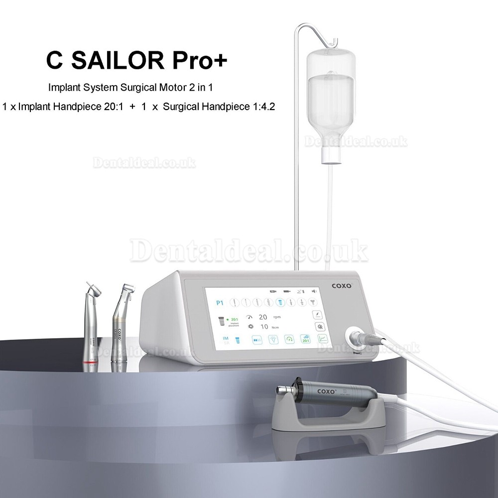 YUSENDENT COXO C-Sailor Pro+ Dental Implant Surgery Motor System with 2Pcs Contra-Angle LED Handpiece