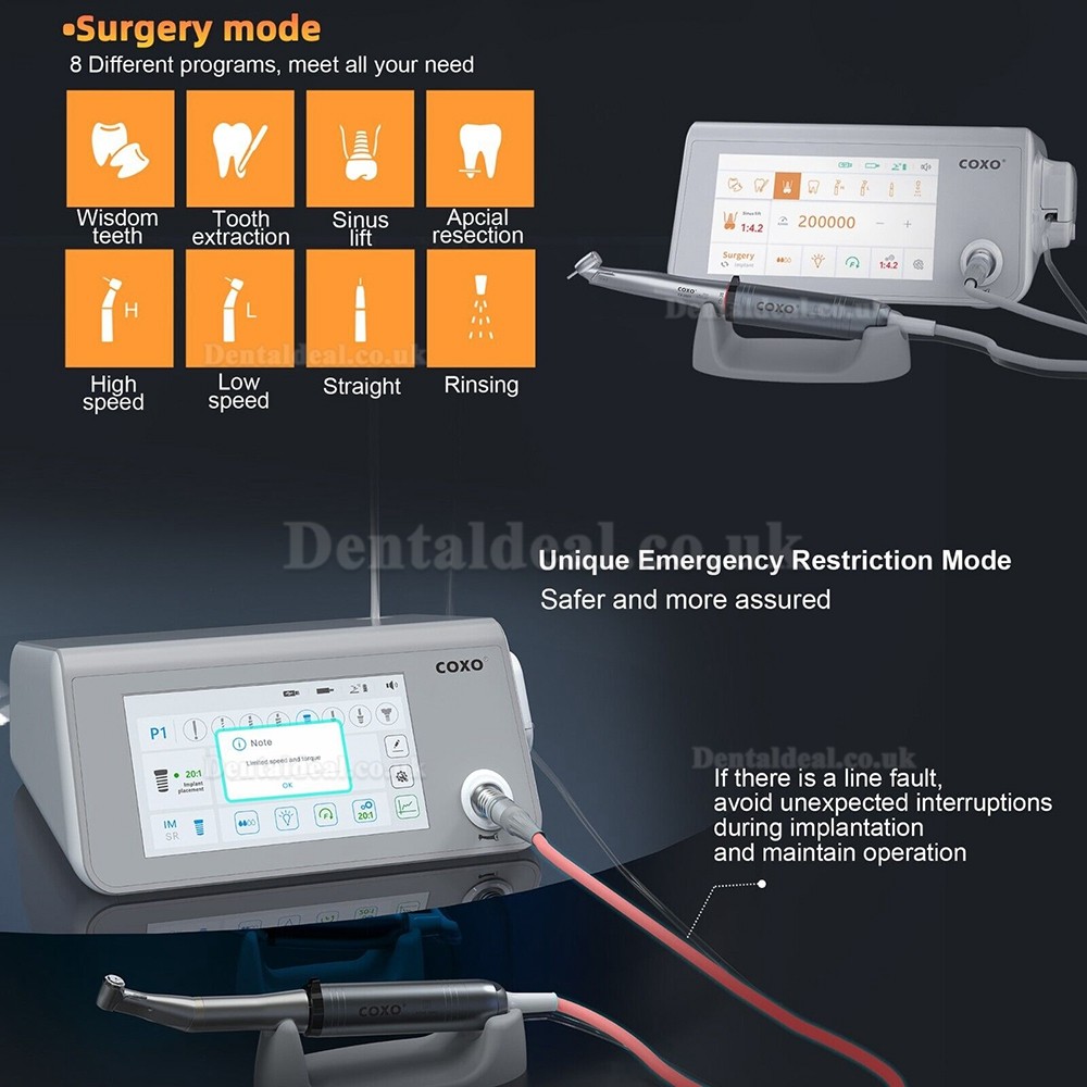 YUSENDENT COXO C-Sailor Pro+ Dental Implant Surgery Motor System with 2Pcs Contra-Angle LED Handpiece