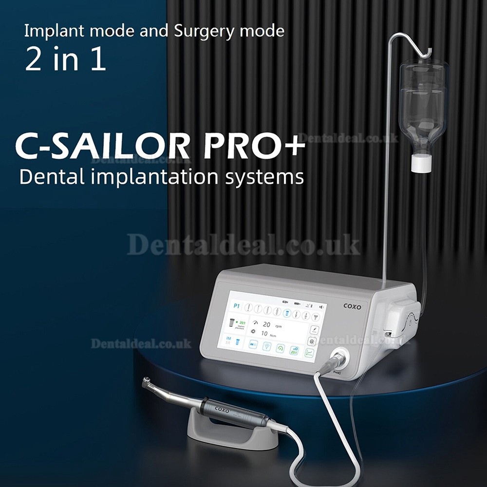 YUSENDENT COXO C-Sailor Pro+ Dental Implant Surgery Motor System with 2Pcs Contra-Angle LED Handpiece