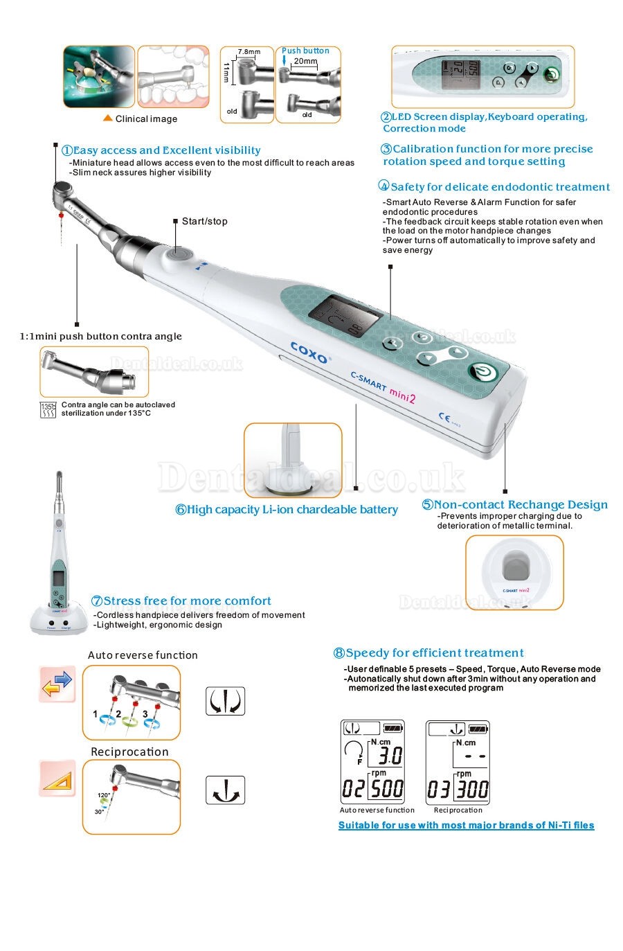 YUSENDENT C-Smart Mini 2 Wireless Endodontic Micromotor Endo Mate Handpiece