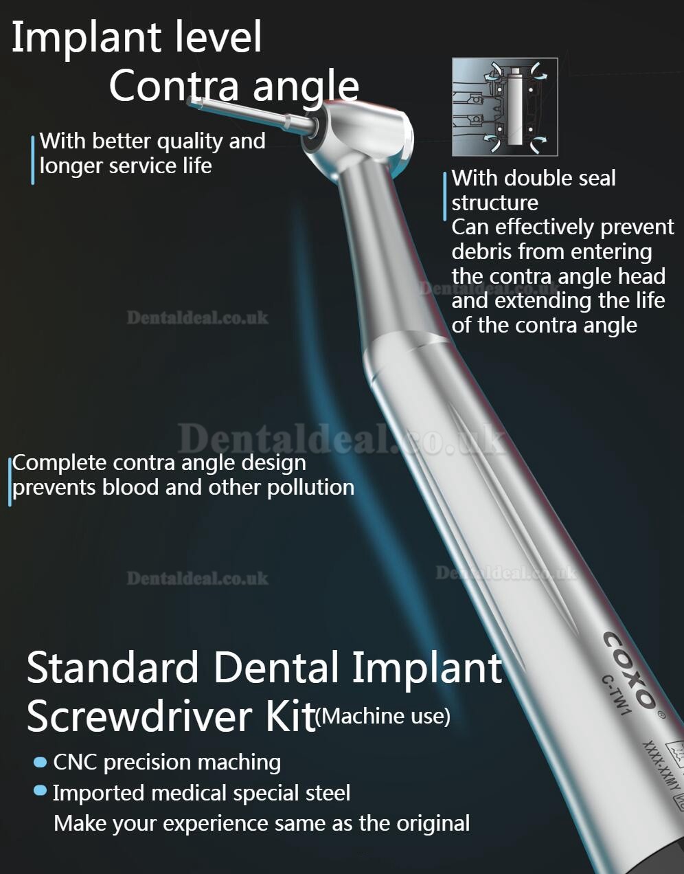 YUSENDNET COXO C-TW1 Universal Dental Implant Torque Wrench Kit with 16 Screwdrivers