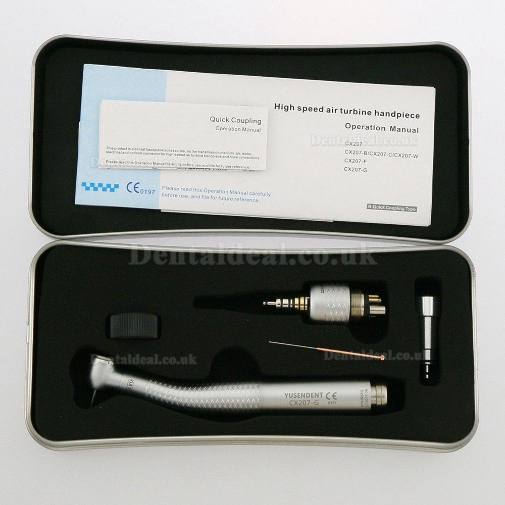 YUSENDENT® CX207-GW-PQ Fiber Optic Turbine Handpiece W&H Compatible (With Coupler x1+ Without Coupler x2)