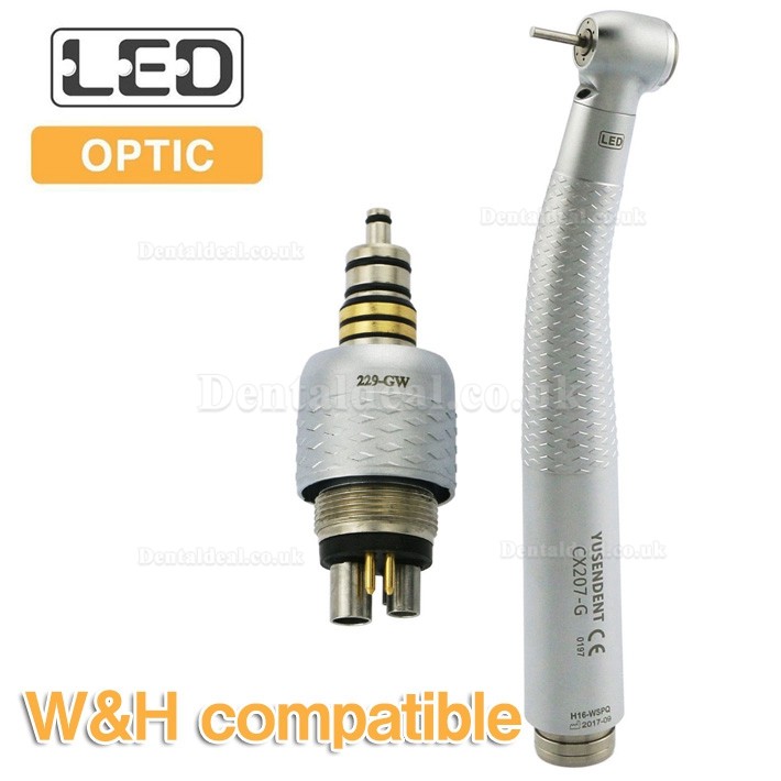 YUSENDENT® CX207-GW-PQ Fiber Optic Turbine Handpiece W&H Compatible (With Coupler x1+ Without Coupler x2)