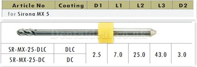 1PCS Dental Lab Cad Cam Zirconia Milling Burs Fit Sirona MX5 0.5mm/1mm/2.5mm NO Coated