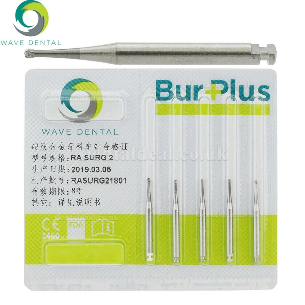 10Pcs Wave Dental RA Surgical Length 2 4 5 6 8 Burs Dental Latch-type Round Head Carbide Burs