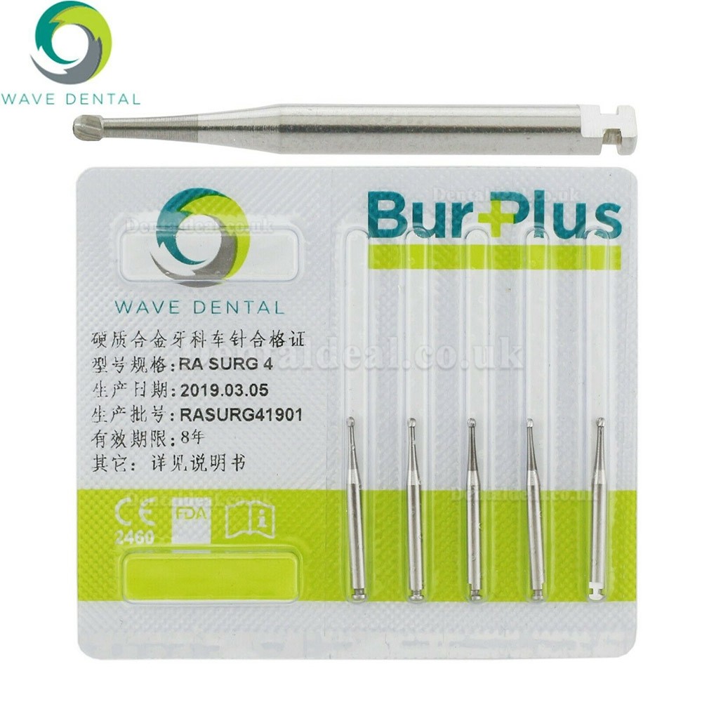 10Pcs Wave Dental RA Surgical Length 2 4 5 6 8 Burs Dental Latch-type Round Head Carbide Burs