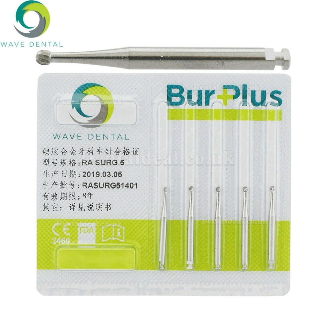 10Pcs Wave Dental RA Surgical Length 2 4 5 6 8 Burs Dental Latch-type Round Head Carbide Burs