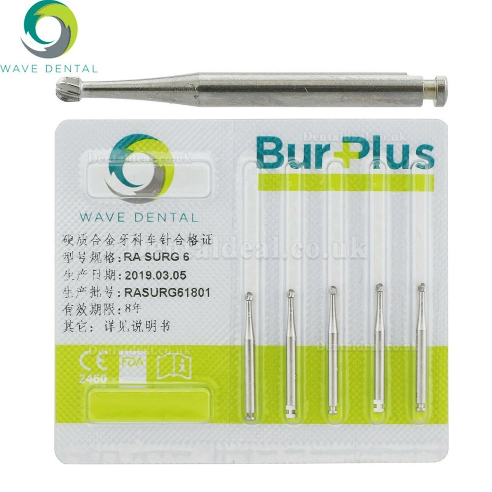 10Pcs Wave Dental RA Surgical Length 2 4 5 6 8 Burs Dental Latch-type Round Head Carbide Burs