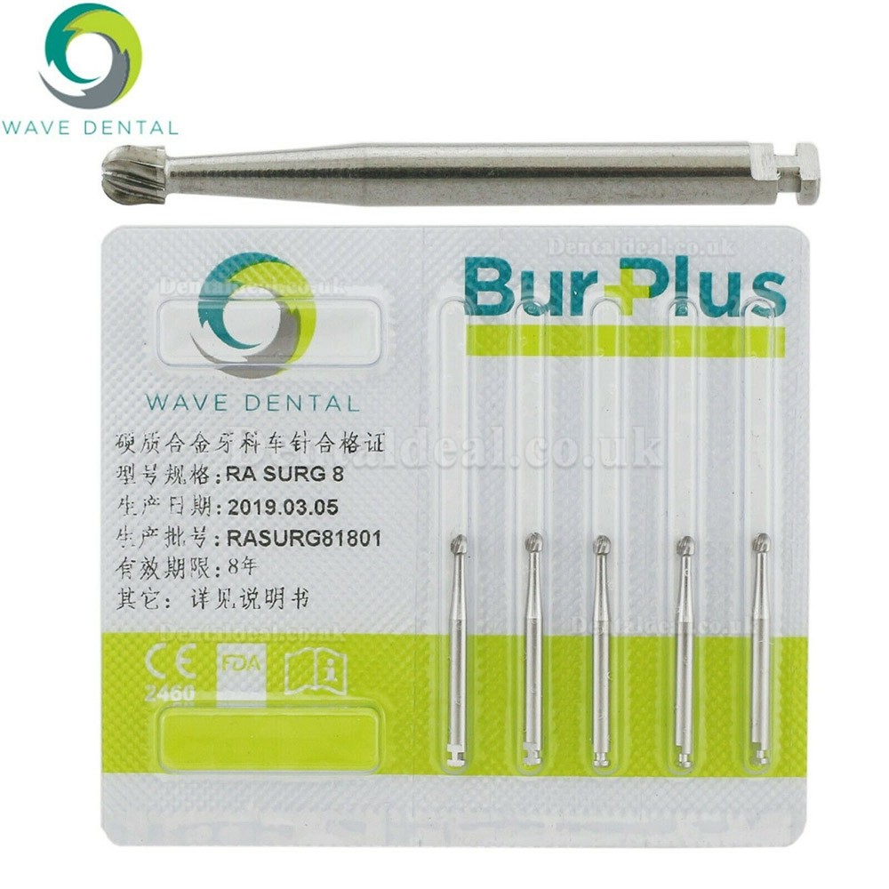 10Pcs Wave Dental RA Surgical Length 2 4 5 6 8 Burs Dental Latch-type Round Head Carbide Burs