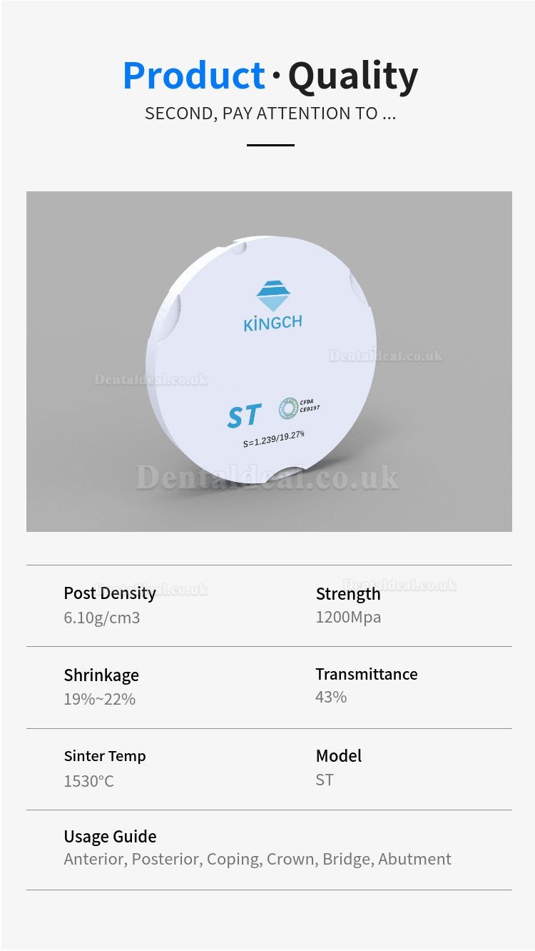 95mm ST/HT Dental Lab Zirconia Block Compatible with Zirkon Zahn System System