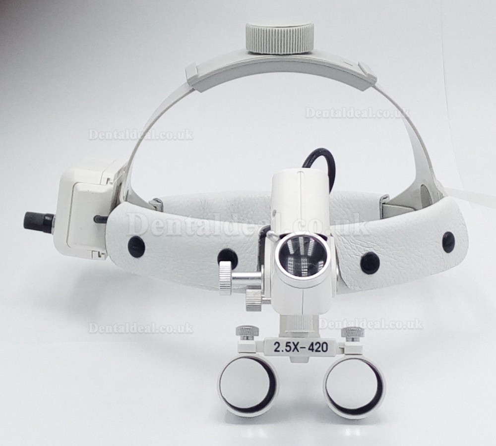 Dental Surgical Medical 2.5X420mm Headband Loupe with LED Headlight DY-105 White