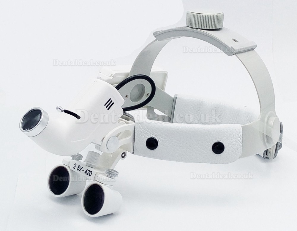 Dental Surgical Medical 2.5X420mm Headband Loupe with LED Headlight DY-105 White