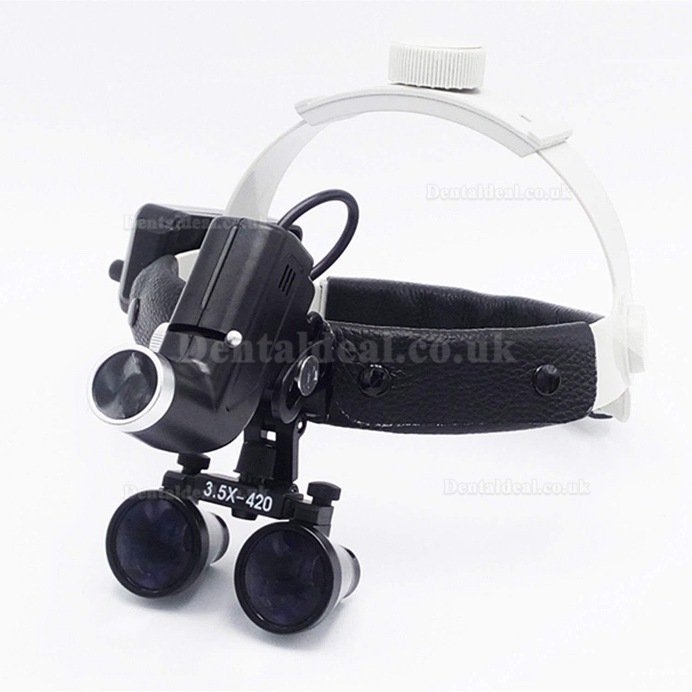 Dental LED Surgical Headlight 3.5X420mm Leather Headband Loupe DY-106