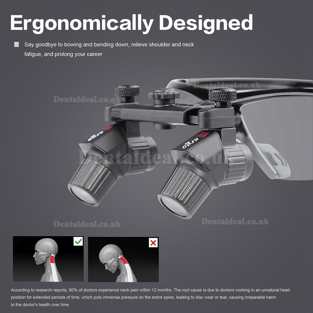 4.0X 450mm Ergonomic Ergo Surgical Loupe Ergo Magnifying Glasses + 5W Wireless LED Headlight