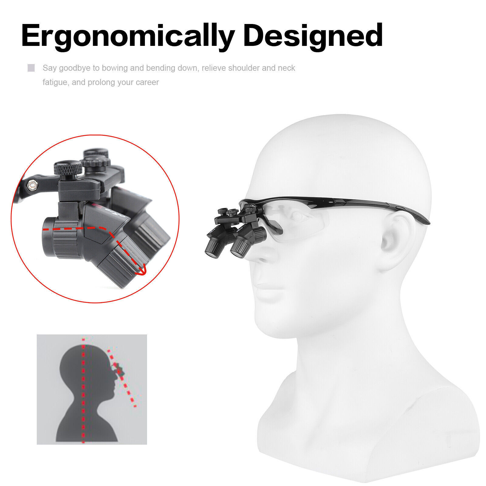 4.0X 450mm Ergonomic Dental Medical Binocular Loupe Magnifier Ergo Magnifying Glasses ENT