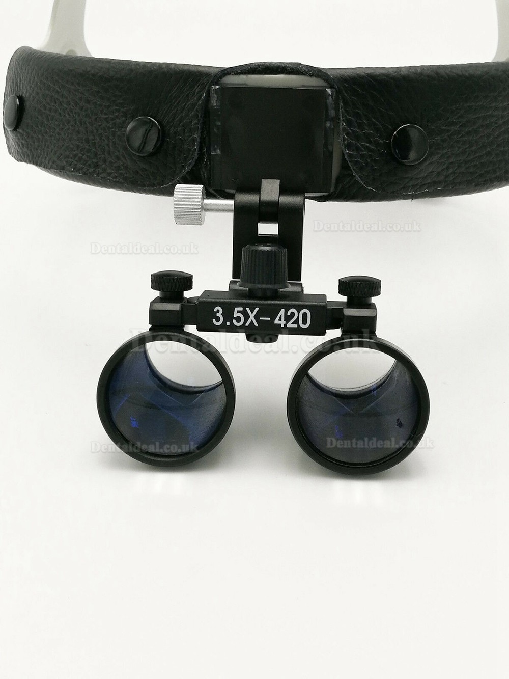 3.5X420mm Dental Surgical Binocular Leather Headband Loupe + LED Headlight Black