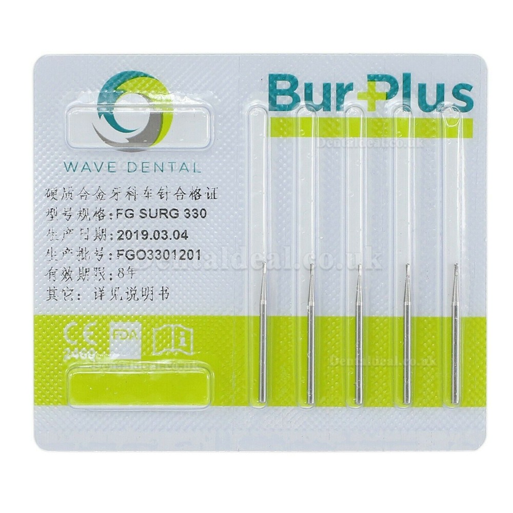 10Pcs FG Surgical Length 330 Burs Dental Friction Grip Pear Head Carbide Burs