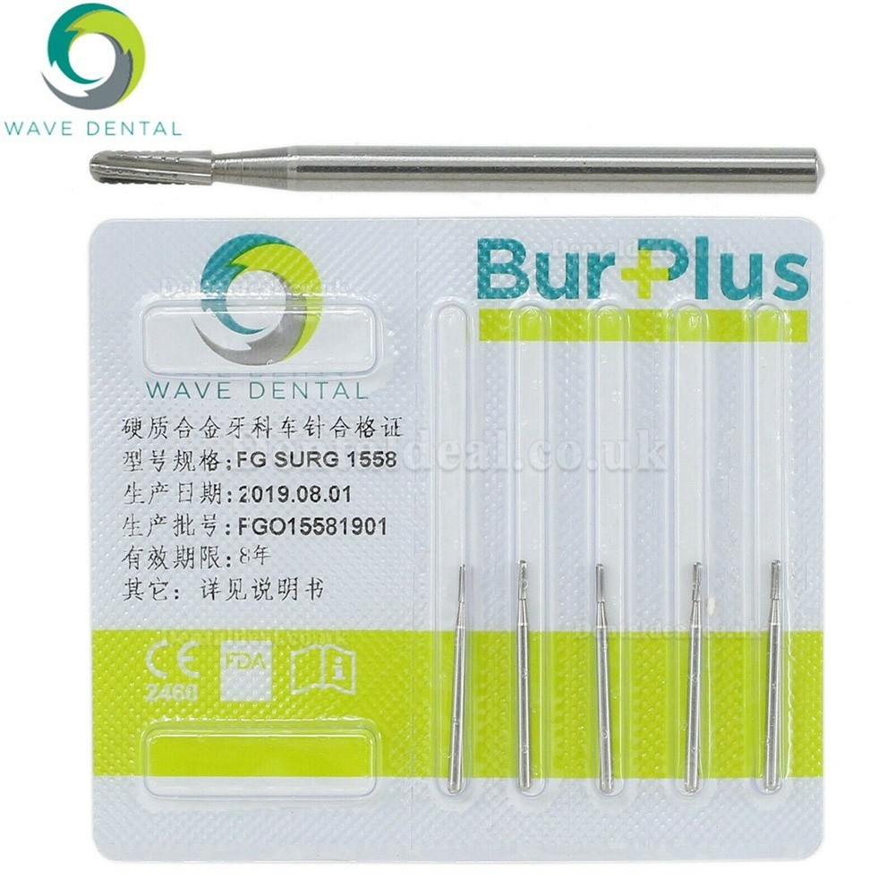 10Pcs FG Surgical Length 1557 1558 Burs Dental Friction Grip Dome Fissure Carbide Burs