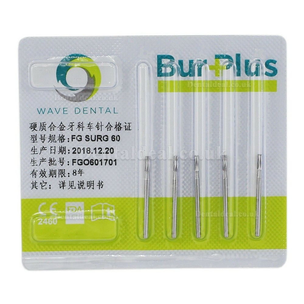 10Pcs FG Surgical Length 60 Burs Dental Friction Grip Straight Fissure Head (cylindrical) Carbide Burs