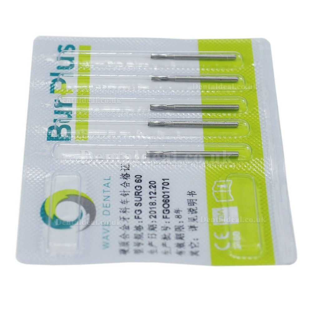 10Pcs FG Surgical Length 60 Burs Dental Friction Grip Straight Fissure Head (cylindrical) Carbide Burs