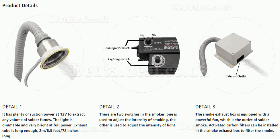 30W Fume Extractor Solder Smoke Absorber Welding Fume Extractor with 5 Pcs Activated Carbon Filters