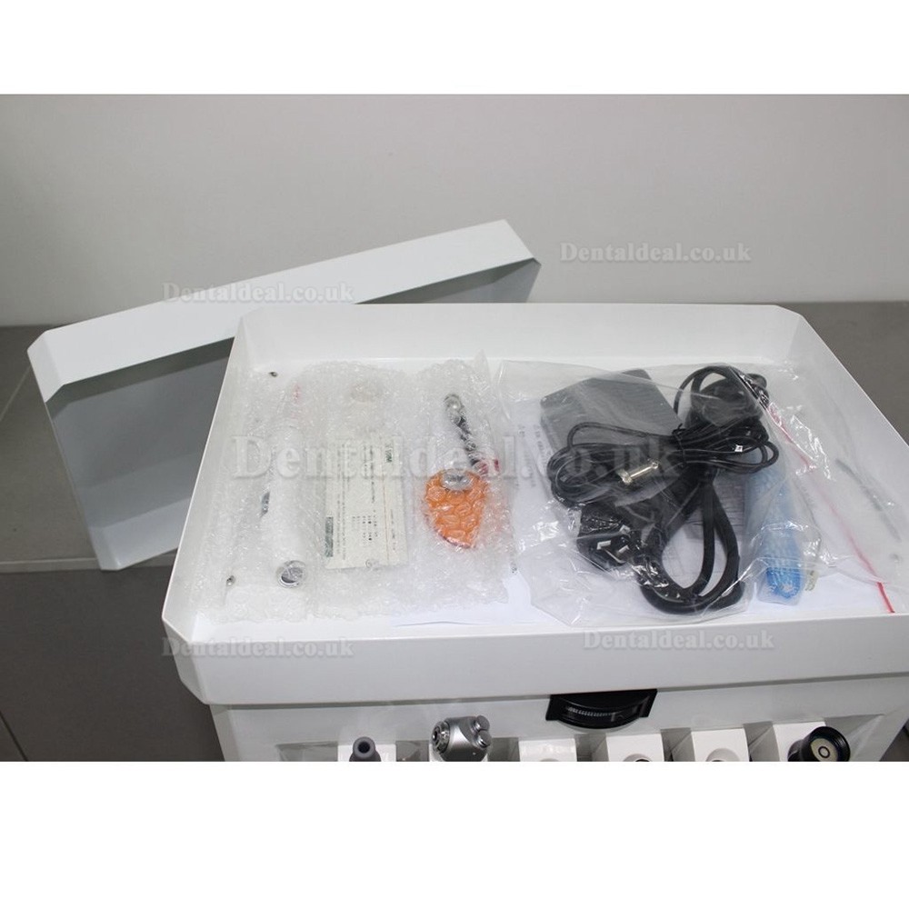 GREELOY Dental Delivery Unit Mobile Cart Self-contained Air Compressor+ Scaler+ LED Curing Light