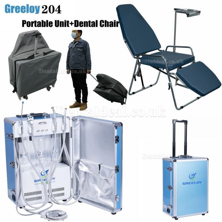 Greeloy GU-P204 Portable Dental Unit with Air Compressor +Portable Dental Chair GU-P101